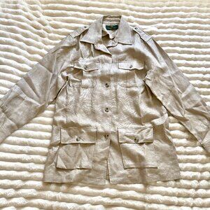 Embassy Row 100% Linen Safari Utility Jacket Beige Women’s Size 8 New No Tags